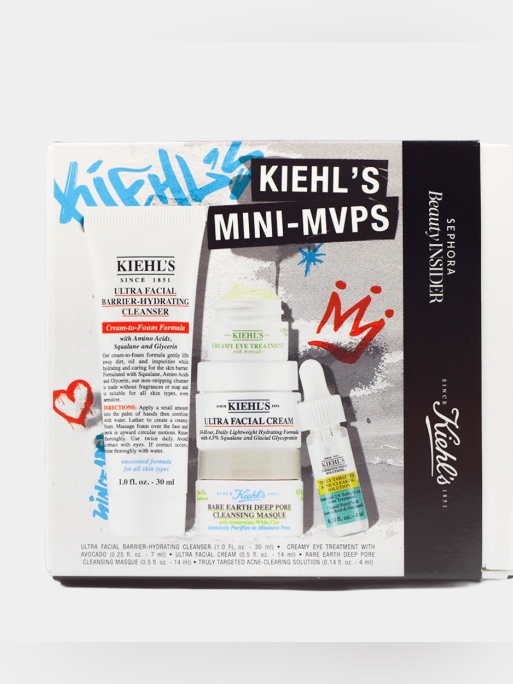 Kiehl's Mini-MVPs Skincare Set - White with Blue & Red Accents